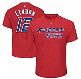 Puerto Rico Baseball 12 Francisco Lindor Majestic 2017 World Baseball Classic Name & Number T-Shirt Red,baseball caps,new era cap wholesale,wholesale hats
